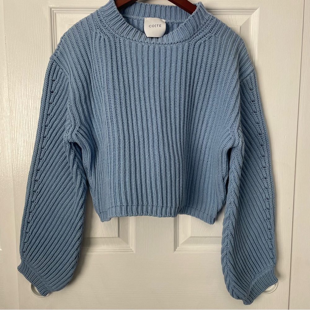 CO|TE Crop Knit Jumper Sweater Baby Blue Oversized Small can fit Medium